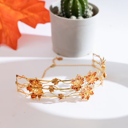 Maple Leaves Statement Choker Necklace
