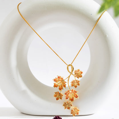 Bunch of Maple Leaves Statement Pendant