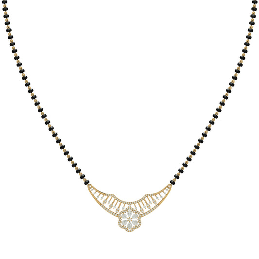 Blinging Flower Silver Zircon Mangalsutra