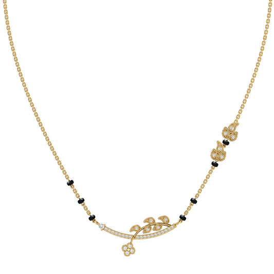 Shining Leaf Mangalsutra in Silver and Zircon
