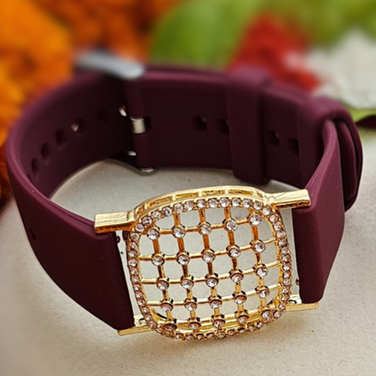 Silicone Watch Strap Jeweled Bracelet Rakhi