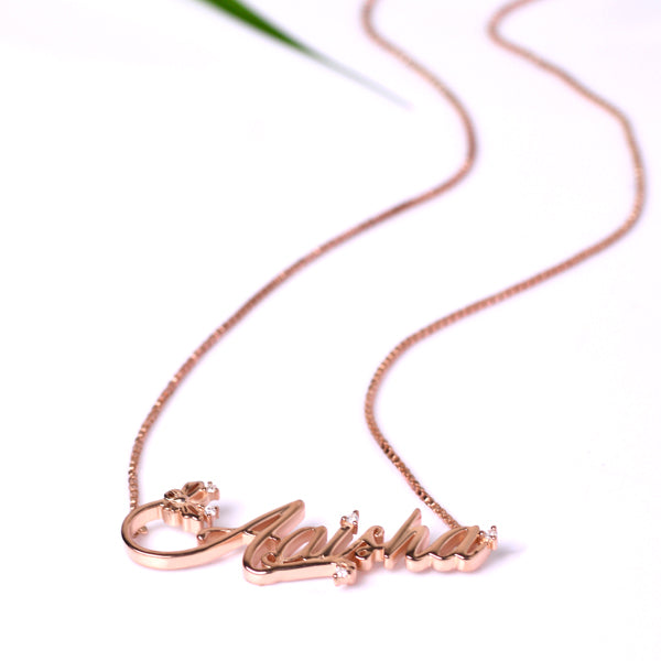 Personalised Rose Gold Tiny Butterfly Name Pendant