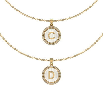 Personalised Yellow Gold Initial on MOP Name Pendant