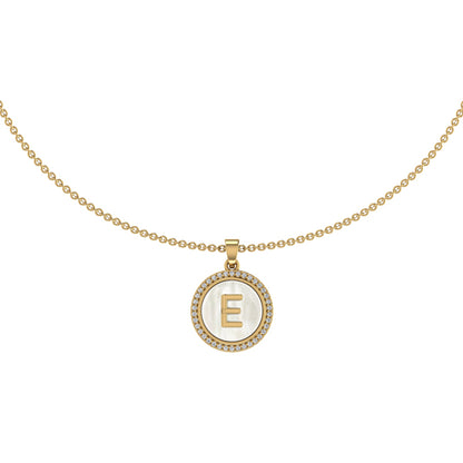 Personalised Yellow Gold Initial on MOP Name Pendant