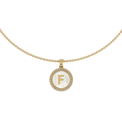 Personalised Yellow Gold Initial on MOP Name Pendant