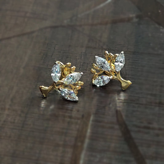 The Sapling Studs Earring in 925 Silver and Yellow Plating