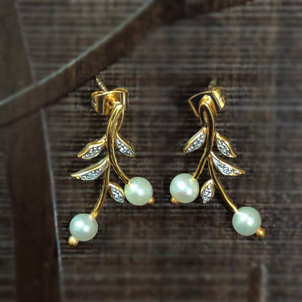 The Leafy Twig Earrings in 925 Silver and Yellow Plating
