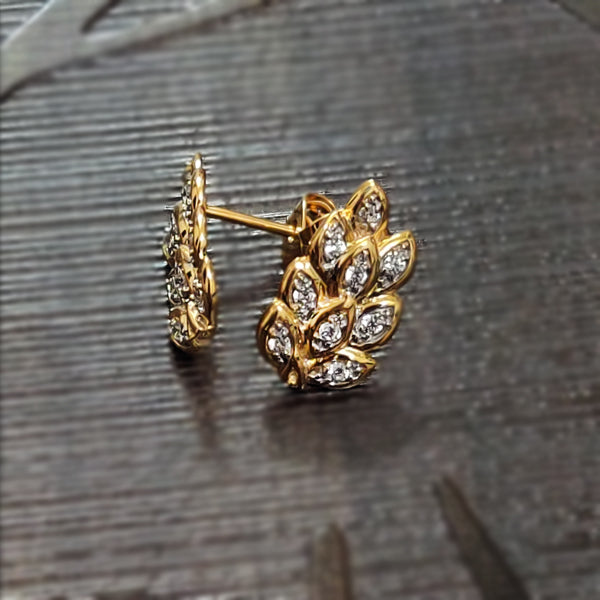 The Foliage Stud Earrings in 925 Silver and Yellow Plating