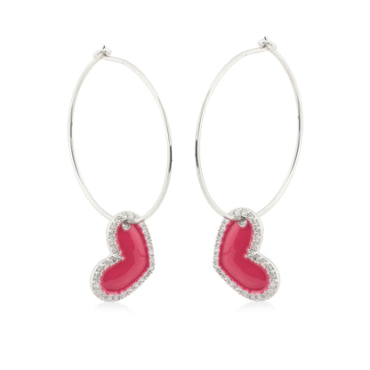 Vim & Vigor Heart Enamel Hoop Earrings