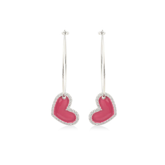 Vim & Vigor Heart Enamel Hoop Earrings