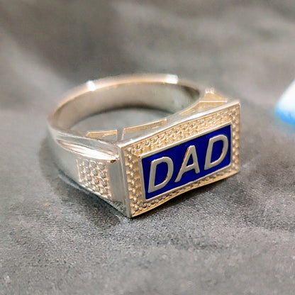 For The Love of Dad - Blue Enamel Ring