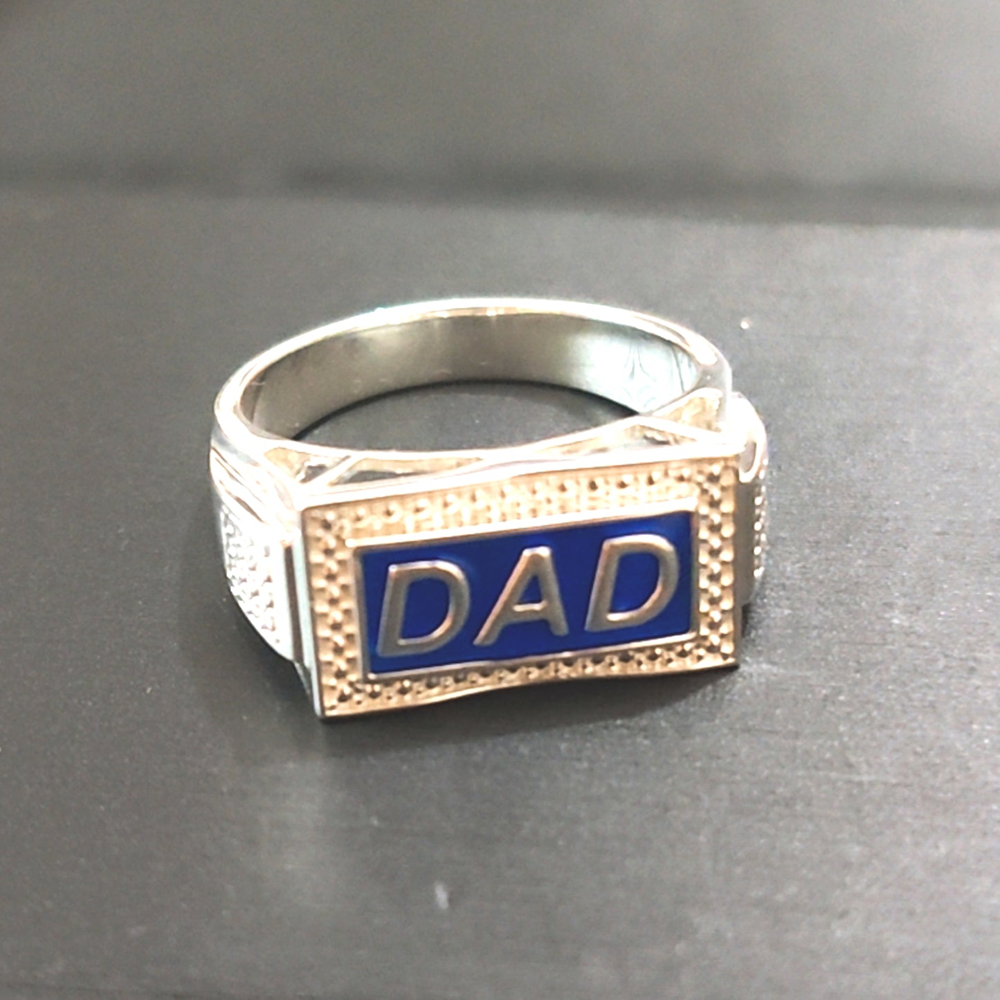 For The Love of Dad - Blue Enamel Ring