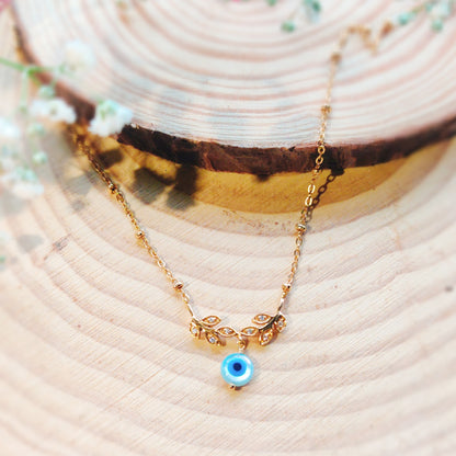 Leafy Evil Eye Necklace