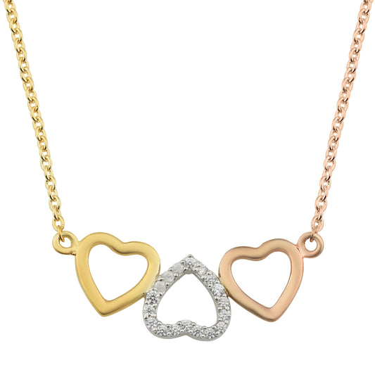 Tri Tone Heart Necklace