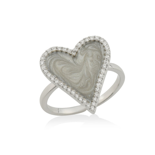 Pearly Effect Heart Ring