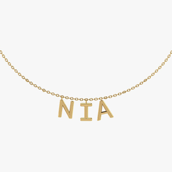 Personalised Yellow Gold Dancing Alphabets Name Pendant