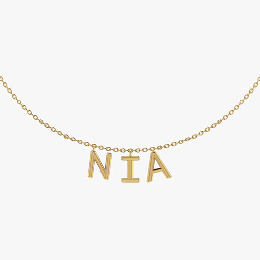 Personalised Yellow Gold Dancing Alphabets Name Pendant