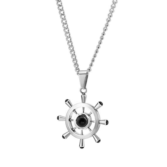 Wheel Onyx Pendant with Chain